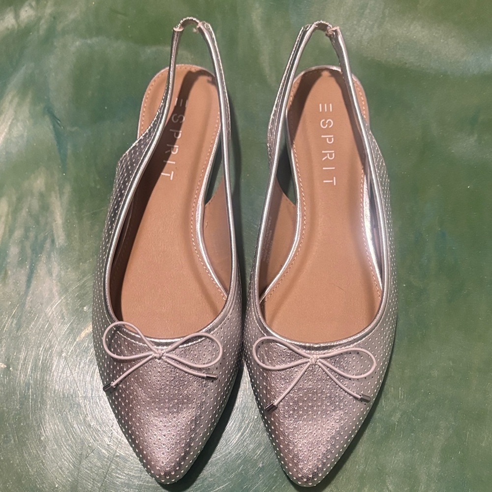 Esprit Metallic Silver Slingback Flats size 9